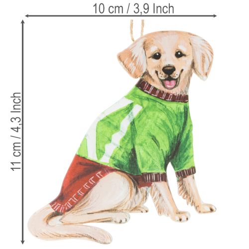Enfeite de Natal em forma de cachorro, decoração para pendurar, cachorro com cachecol e chapéu, 12 cm, 2 peças | Floristik24.pt