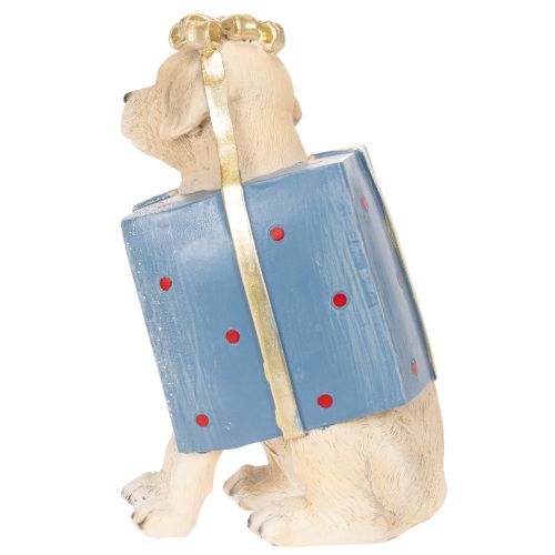 Estatueta decorativa de um cachorrinho sentado em uma caixa de presente, 20 cm | Floristik24.pt