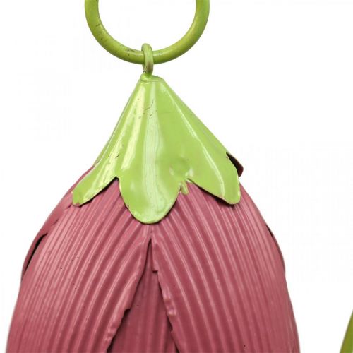 Floristik24 Estacas de jardim de metal decorativas flores rosa rosa amarelo L58cm 3 unidades