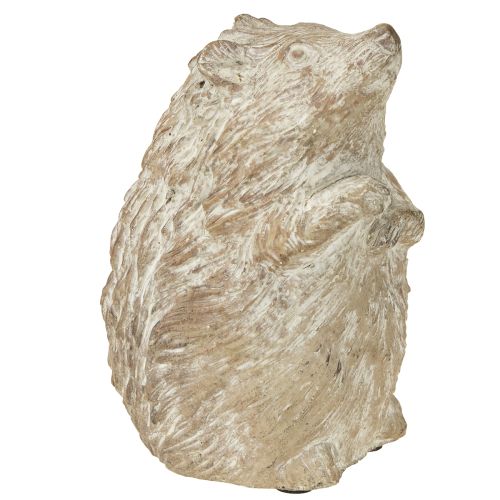 Figura de decoração de outono ouriço em pedra fundida, lavada a branco, altura 14,5 cm