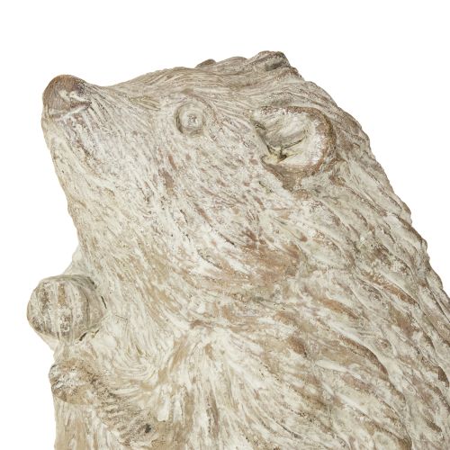 Floristik24 Figura de decoração de outono ouriço em pedra fundida, lavada a branco, altura 14,5 cm