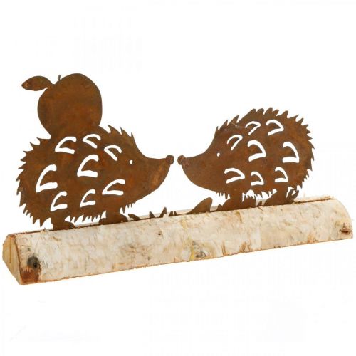 Floristik24 Rust hedgehog deco casca de bétula decoração de outono de metal 20×4cm Alt.10,5cm