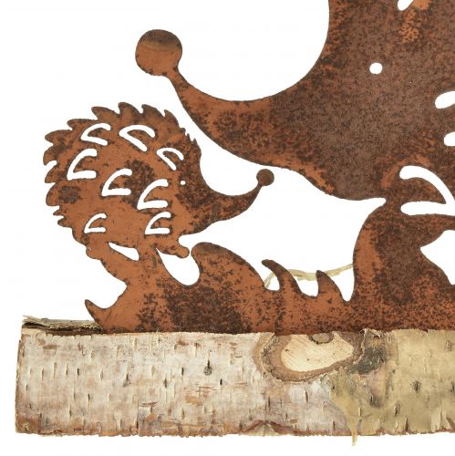 Floristik24 Ouriço família ferrugem decoração outono pátina 38x4,5x13,5cm