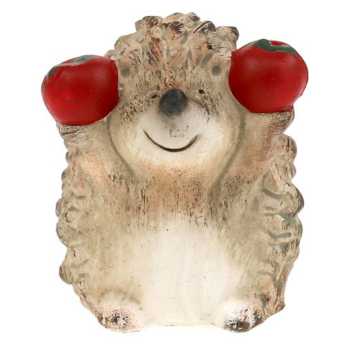 Floristik24 Figura de cerâmica ouriço com maçã marrom 7,5cm