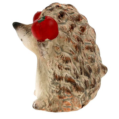 Floristik24 Figura de cerâmica ouriço com maçã marrom 7,5cm