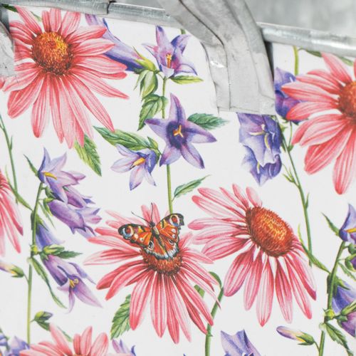 Itens Jardineira de metal para decoração de flores de primavera, 20×12,5×10cm