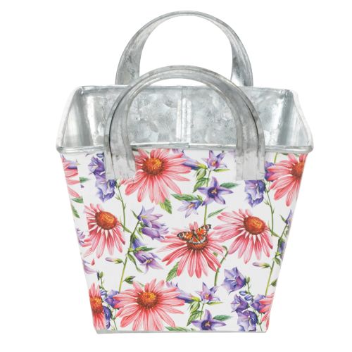 Itens Jardineira de metal para decoração de flores de primavera, 20×12,5×10cm