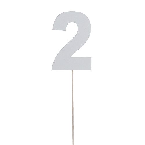 Aniversário número &quot;2&quot; no bastão branco L27cm 10pcs