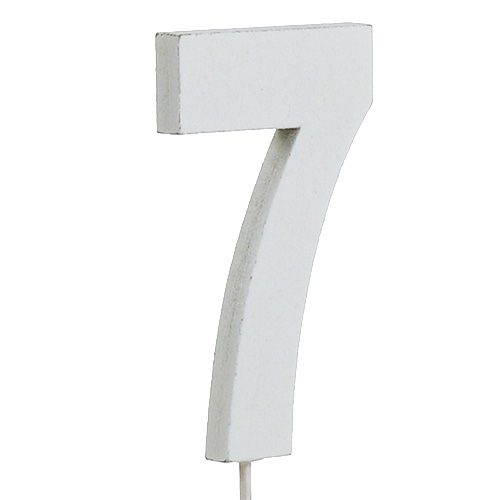 Itens Aniversário número &quot;7&quot; no stick branco L27cm 10pcs