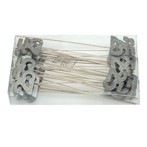 Floristik24 Número de aniversário "25" feito de madeira prata 36 unidades