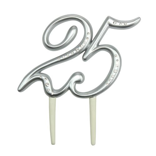 Floristik24 Número &quot;25&quot; para colar prata 15,5 cm