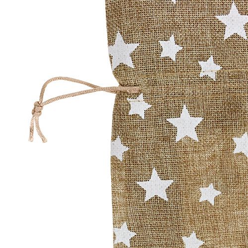 Floristik24 Saco de juta com estrelas 23cm x 23cm Alt.35cm natural