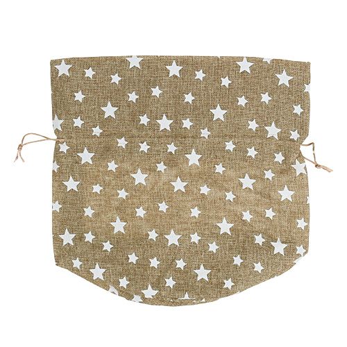 Floristik24 Saco de juta com estrelas 23cm x 23cm Alt.35cm natural