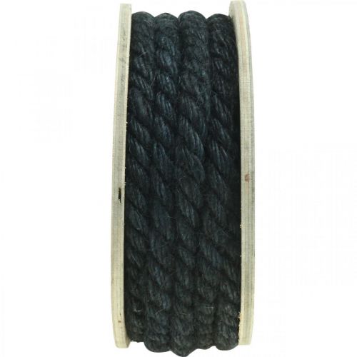 Floristik24 Cordão de juta preto, cordão decorativo, fibra de juta natural, cordão decorativo Ø8mm 7m