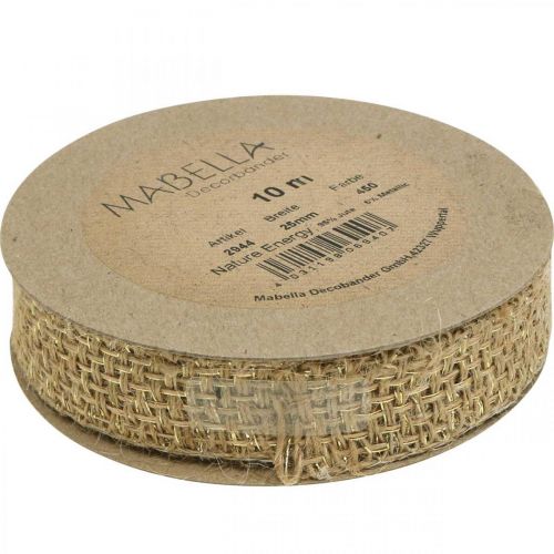 Floristik24 Fita de juta natural, fita decorativa dourada decoração de juta 25mm 10m