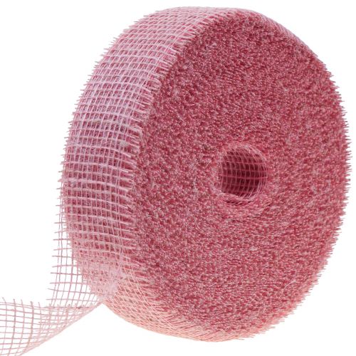 Floristik24 Fita de juta, fita de rede, fita de mesa, fita deco, juta, rosa claro, 5 cm, 40 m