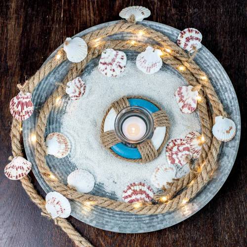Floristik24 Cordão de juta com conchas e decoração LED 200cm restaurante de peixe