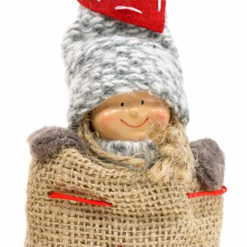 Floristik24 Saco de juta com decoração de Natal com boneca Alt.30cm 2pçs
