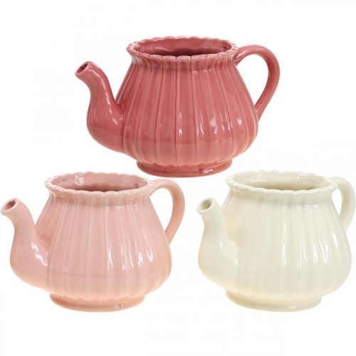 Floristik24 Bule decorativo vaso de cerâmica rosa, vermelho, branco L19cm 3pcs