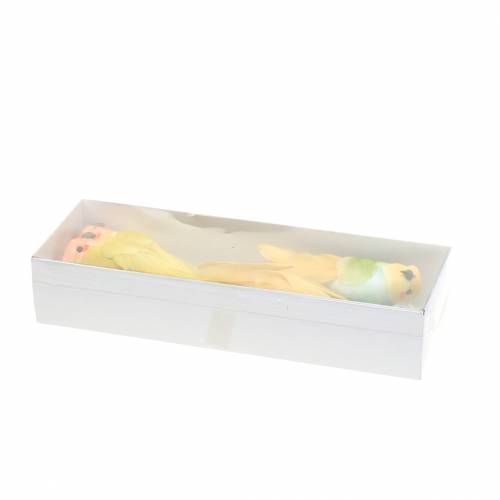 Floristik24 Cacatua decorativa com fio de metal verde amarelo Alt.13cm 4 unidades