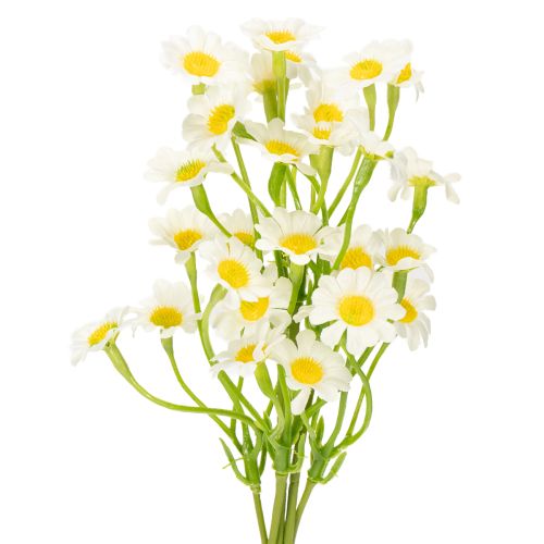 Itens Camomila artificial em buquê para decoração natural e prática, 28 cm, 3 peças.