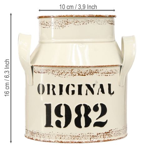 Itens Jarro Decoração Metal &quot;Original 1982&quot; Creme Ferrugem H16cm 2pçs