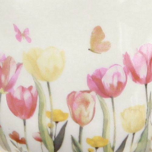 Itens Jarra de cerâmica com motivo floral para dar um toque primaveril à sala de estar. 20 cm