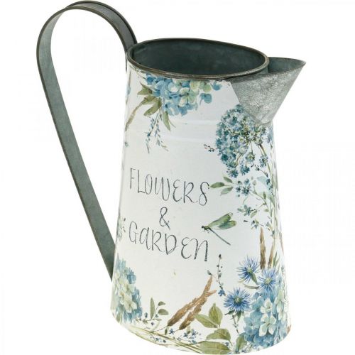 Floristik24 Vaso de flores jarro de flores azul, verde decoração de jardim plantador de metal 23 cm