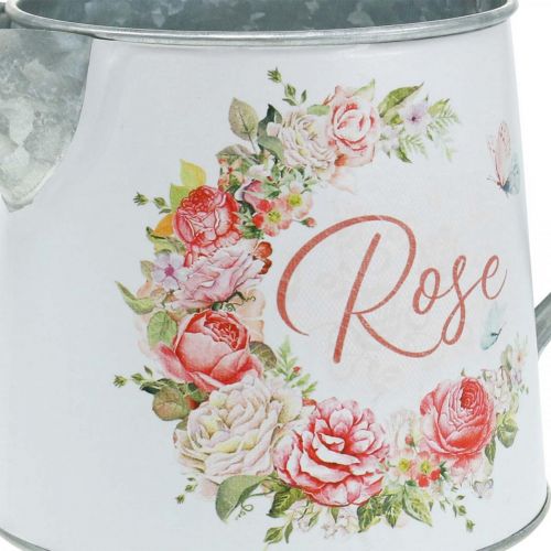 Floristik24 Jarro em metal, floreira, floreira em metal com motivo rosa A12cm Ø10,5c