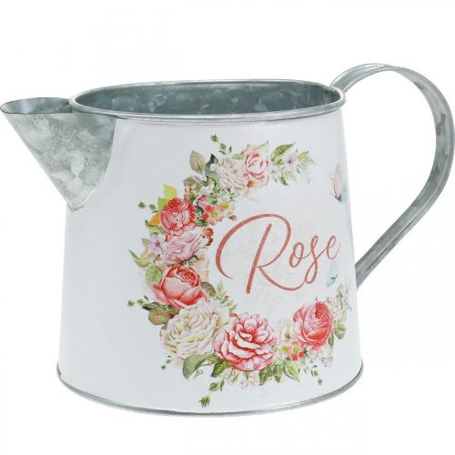 Jarro em metal, floreira, floreira em metal com motivo rosa A12cm Ø10,5c