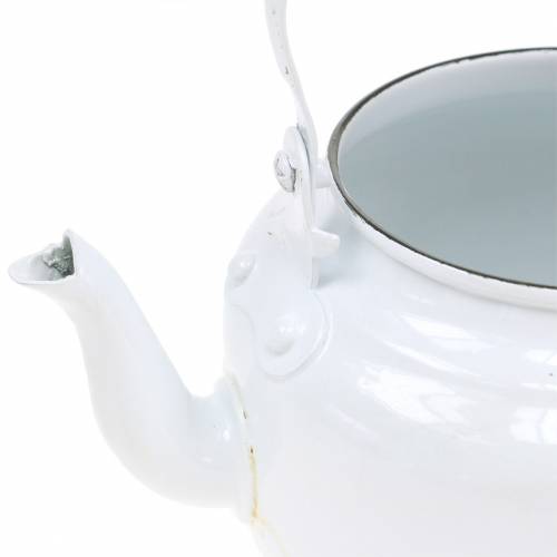 Itens Plantador de bule decorativo metal branco Ø8.6cm H16cm