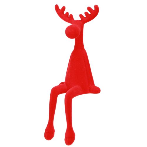 Banco Edge Decoração de Natal Flocado de Alce 31cm Vermelho 3 peças