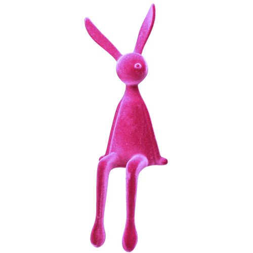 Floristik24 Edge Stool Rabbit Flocado Sentado Coelhinho da Páscoa Rosa – 2ª Escolha – 56cm