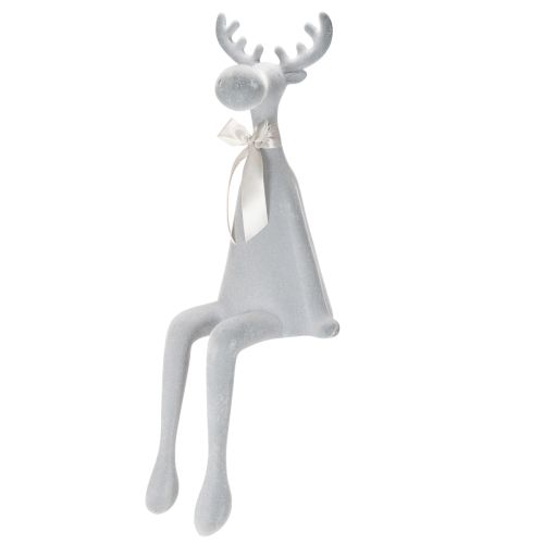 Estatueta decorativa de alce flocada com laço, para pendurar em prateleira, 80 cm comprar | Floristik24.pt