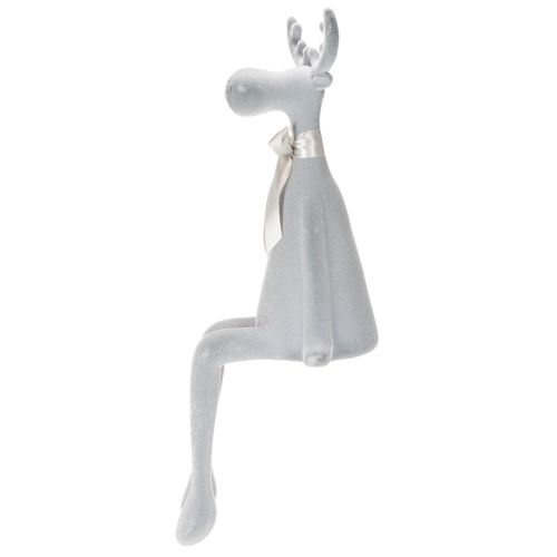 Estatueta decorativa de alce flocada com laço, para pendurar em prateleira, 80 cm | Floristik24.pt