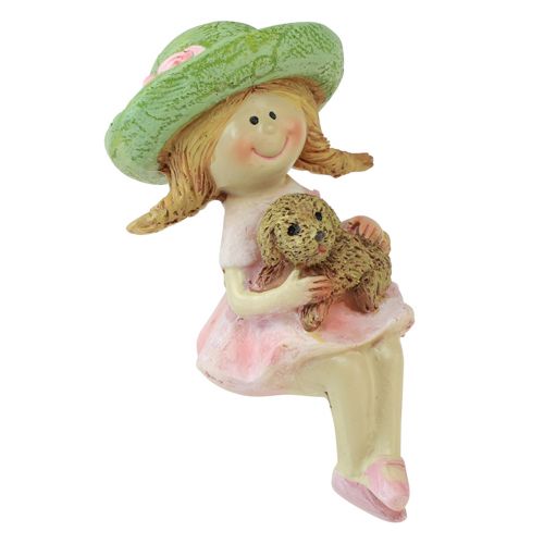 Itens Banqueta de borda menina sorridente com cachorro Ø4,5cm Alt.9,5cm