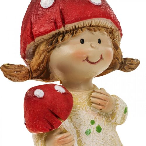 Floristik24 Prateleira banquinho figuras decorativas menino e menina cogumelo crianças 2pcs