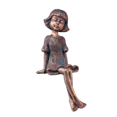 Figura de jardim com assento de borda sentada menina bronze 52 cm