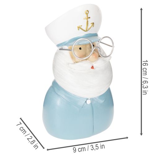 Estatueta de capitão, decoração marítima com óculos e chapéu, 16 cm | Floristik24.pt