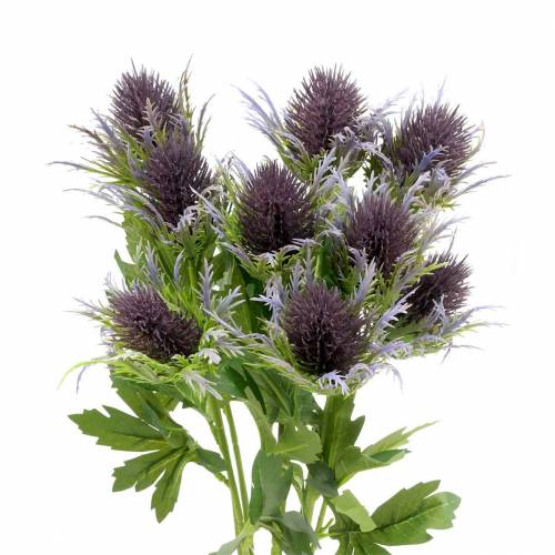 Floristik24 Ramo de cardo artificial azul-violeta 68 cm 3 unidades