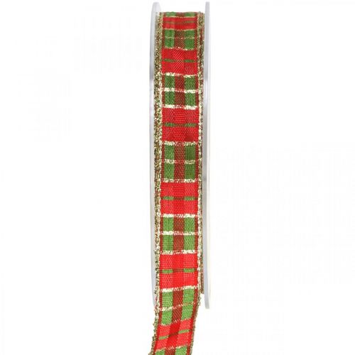 Floristik24 Fita xadrez Fita de Natal xadrez 15mm 20m