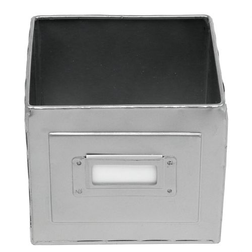 Floristik24 Floreira caixa de metal com letreiro 12x12x10,5cm