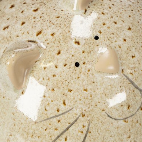 Itens Conjunto de 2 estatuetas decorativas de gato em cerâmica, design redondo, para sala de estar ou quarto, 13 cm.