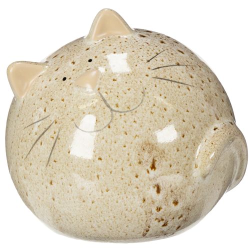 Itens Conjunto de 2 estatuetas decorativas de gato em cerâmica, design redondo, para sala de estar ou quarto, 13 cm.