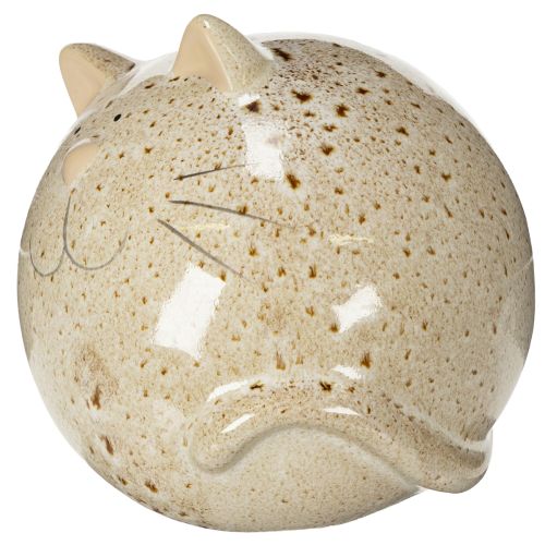 Itens Conjunto de 2 estatuetas decorativas de gato em cerâmica, design redondo, para sala de estar ou quarto, 13 cm.