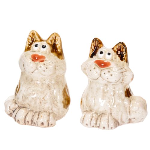 Floristik24 Conjunto de 4 estatuetas decorativas de gatos em cerâmica, figuras divertidas de animais para decoração de sala de estar, 8 cm.