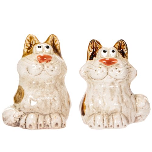 Itens Conjunto de 4 estatuetas decorativas de gatos em cerâmica, figuras divertidas de animais para decoração de sala de estar, 8 cm.