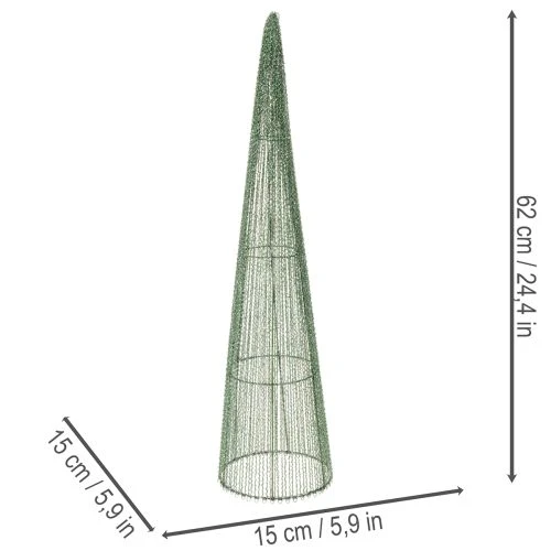 Cones de metal para arranjos florais, verdes, 62 cm, 2 unidades. | Floristik24.pt
