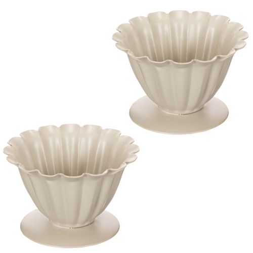 Tigela, cálice, cálice floral, decoração cor creme, 9 cm | Floristik24.pt