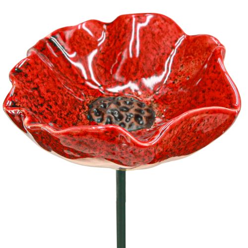 Floristik24 Estaca decorativa de cerâmica para jardim de flores de papoula papoula vermelha Ø8cm 4 un